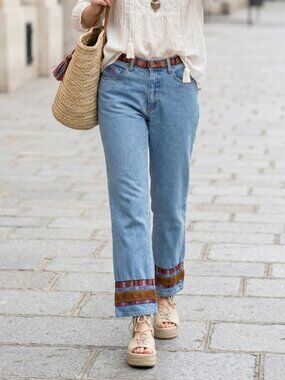 Vintage 90s jonathan g boho straight-leg acid wash jeans